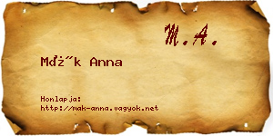 Mák Anna névjegykártya